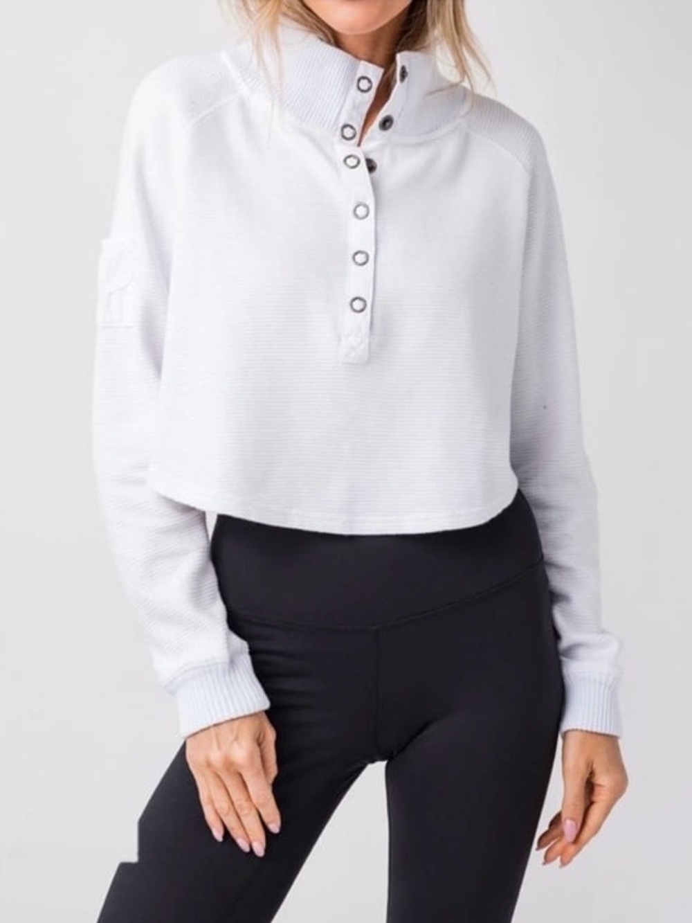 FP Movement So Fly Cotton Henley Top White | Size Small